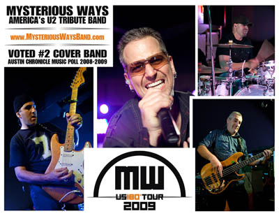 Contact Locolobo to book Mysterious Ways - America's U2 Tribute Band